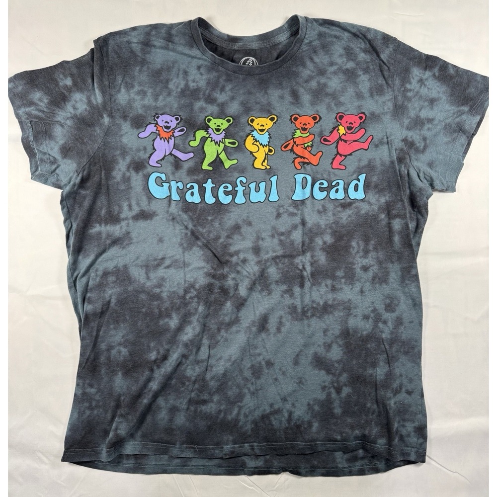 Grateful Dead Dancing Bears T-Shirt Mens 3XL Gray Tie Dye Band Tee Acid Wash